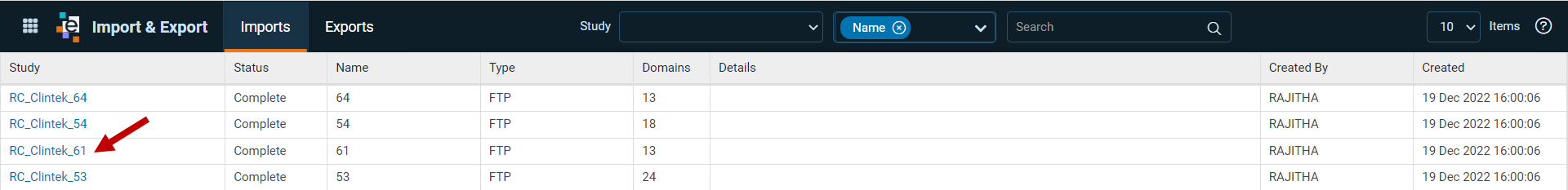 Access Study Import