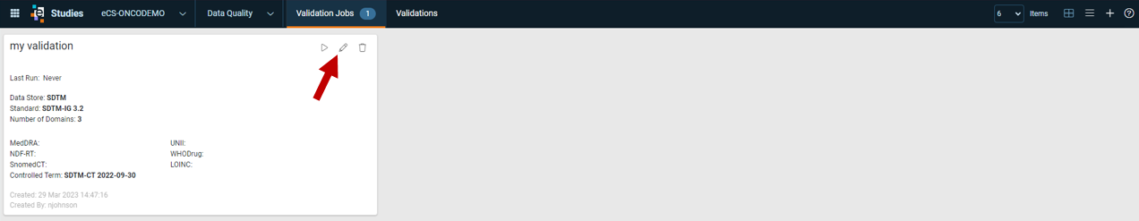 Edit Validation Job