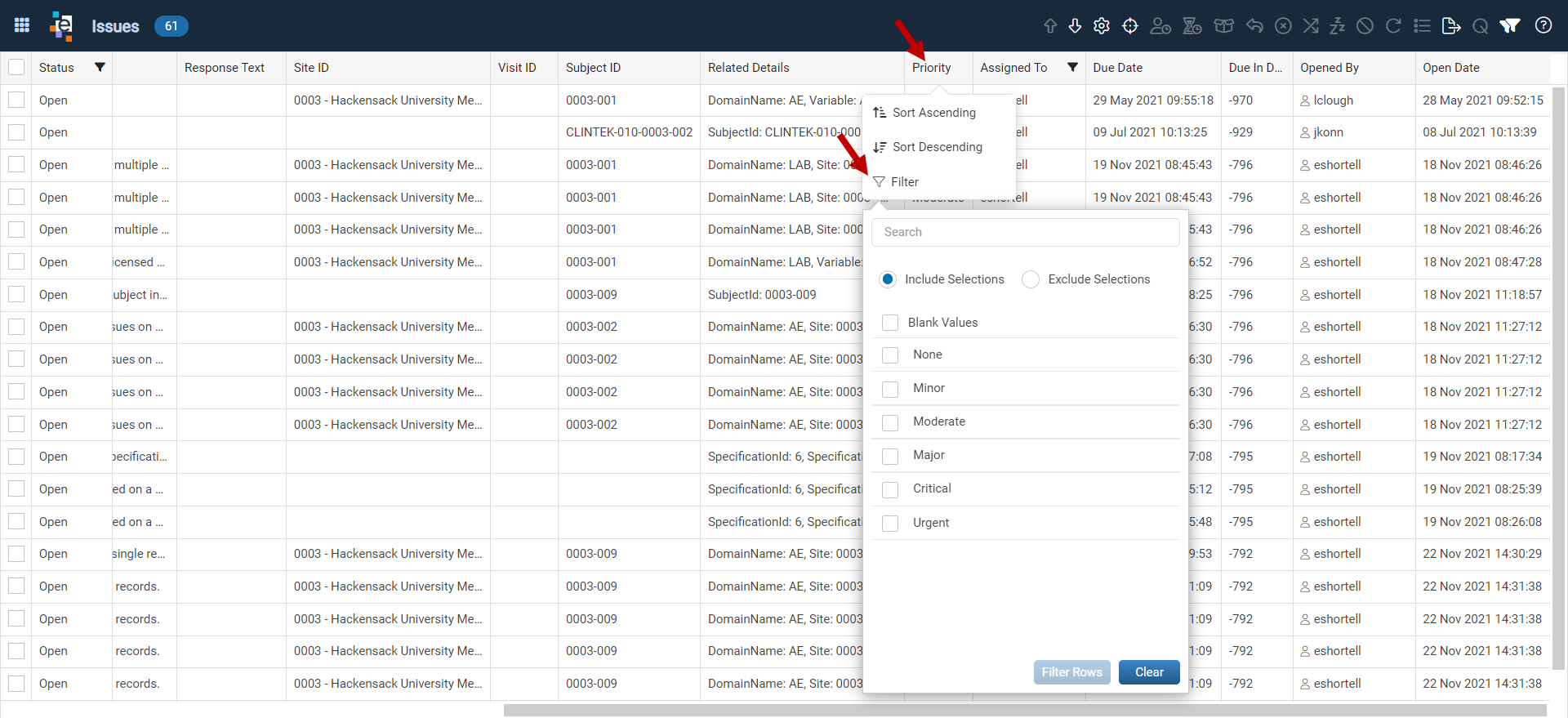 Set Column Filter