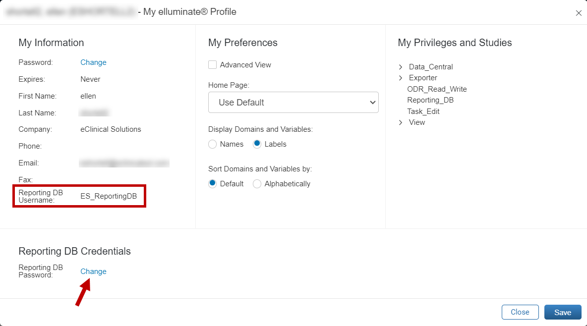 Reporting DB Password