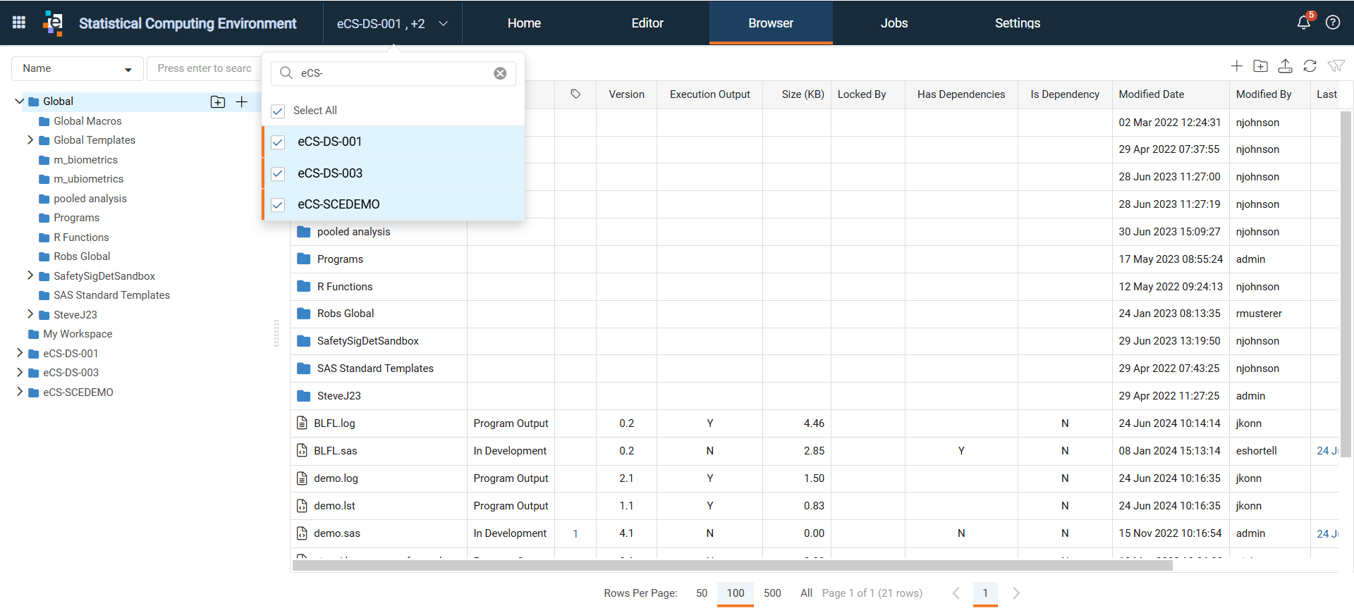 Statistical Computing Environment Browser