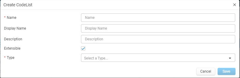 Add New Custom Codelist
