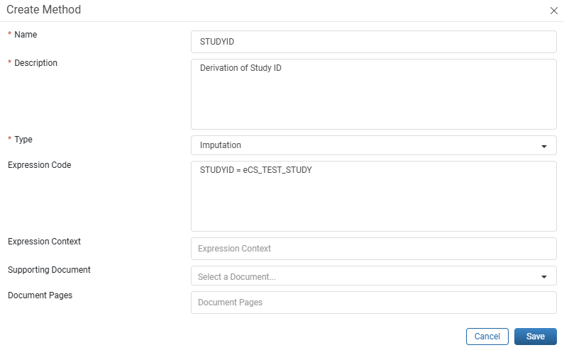 Create Method window