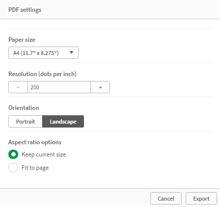PDF export settings