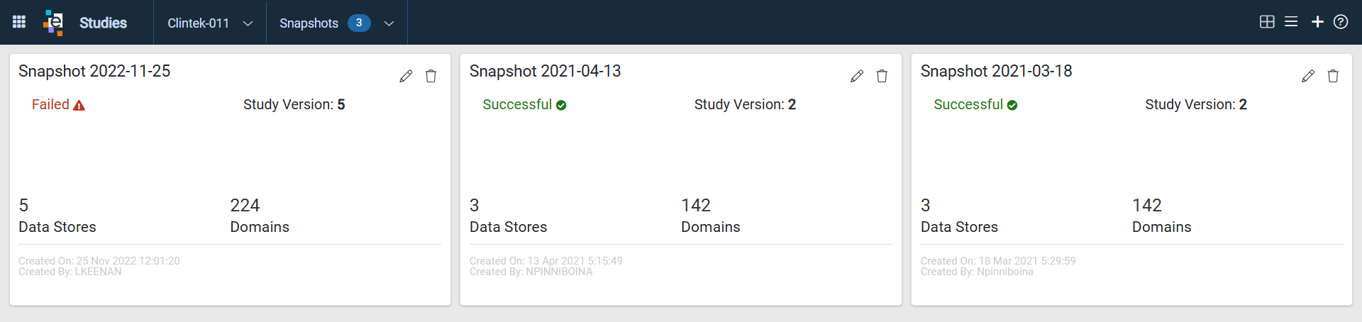 Study Snapshots