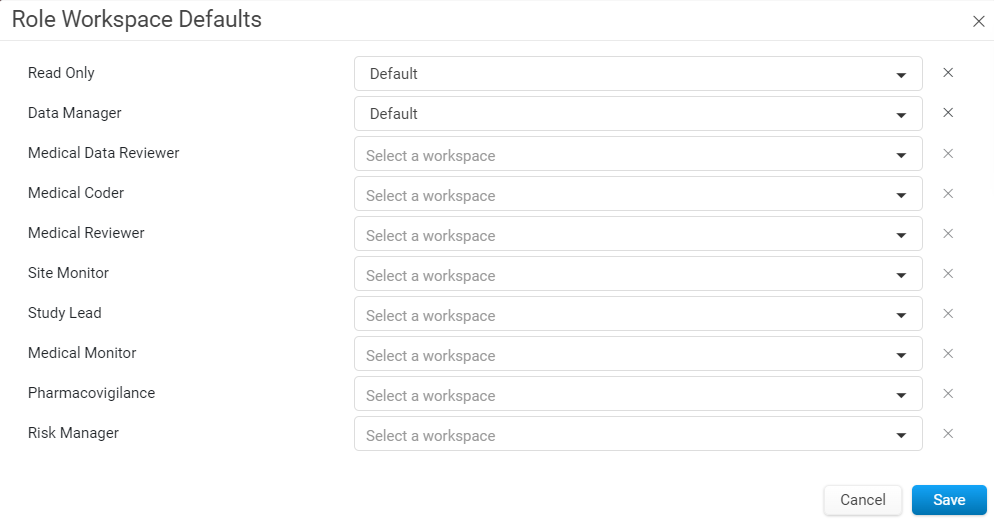 Role Workspace Defaults