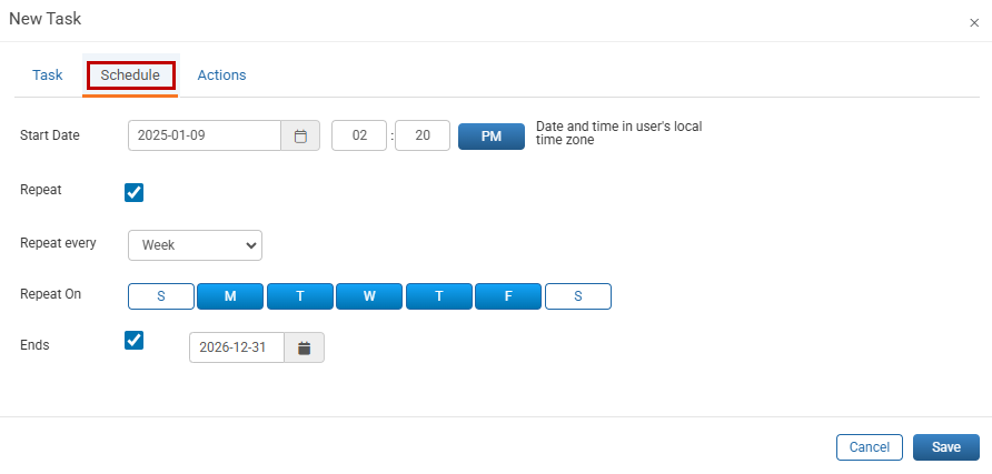 Schedule Export