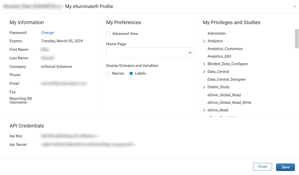 My Profile Window