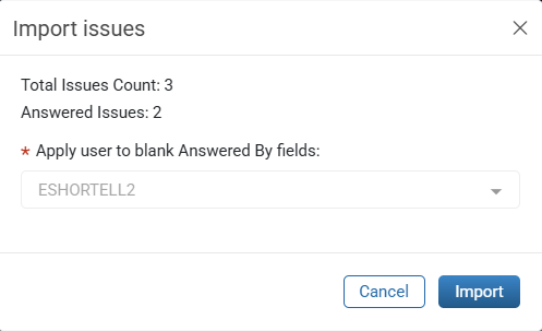 Import Issues Window