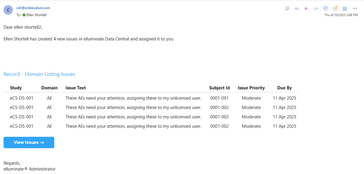 Issue Notification