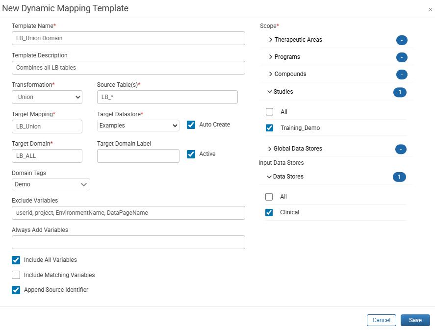 Dynamic Mapping Template Window