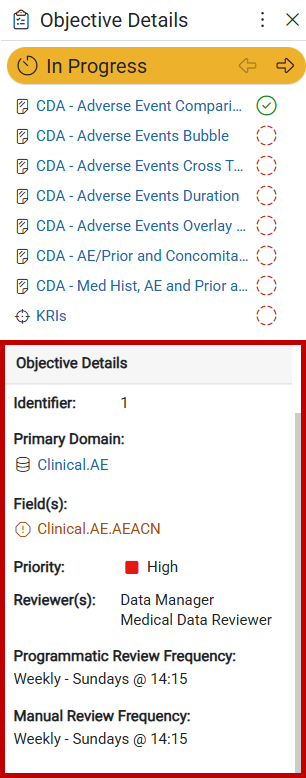 Lower Section of Objective Details