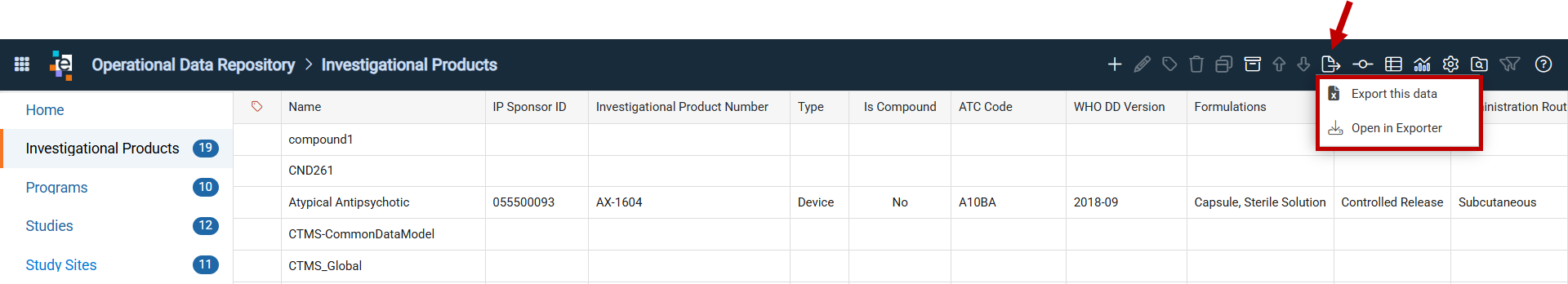 ODR Panel Export Options