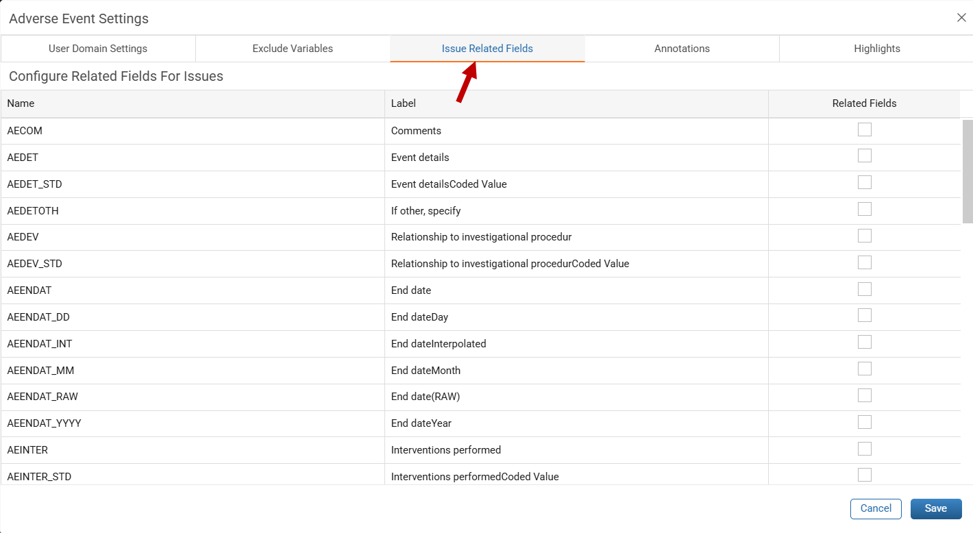 Issues Related Fields Tab in Domain Settings