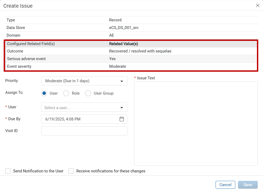 Configured Related Fields in Create Issue Window