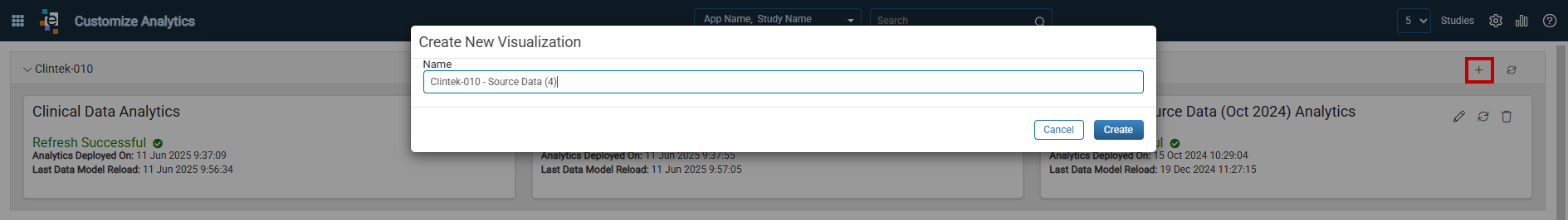 Create New Visualization window