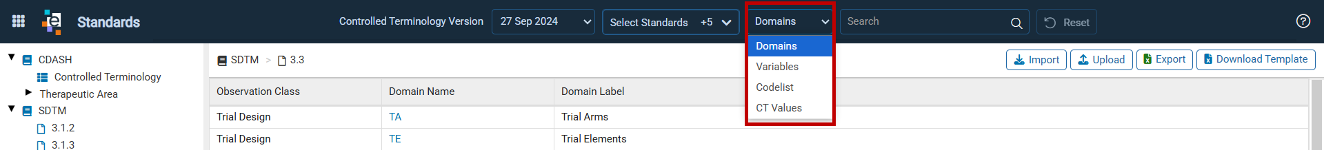 Domains Drop-down