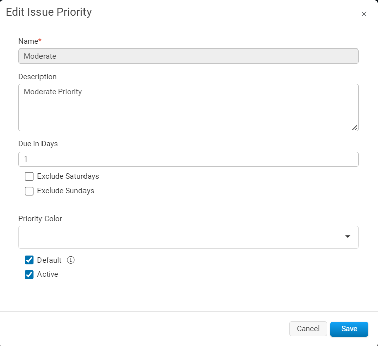 Edit Issue Priority