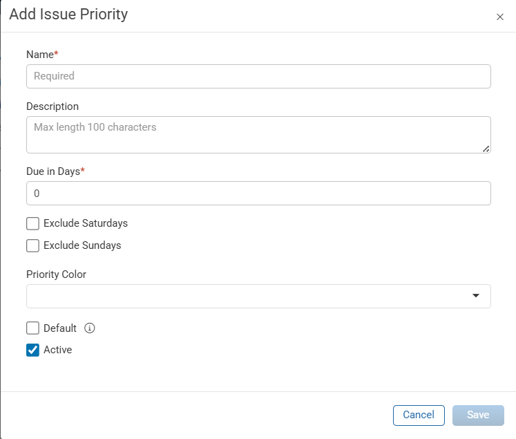 Add Issue Priority