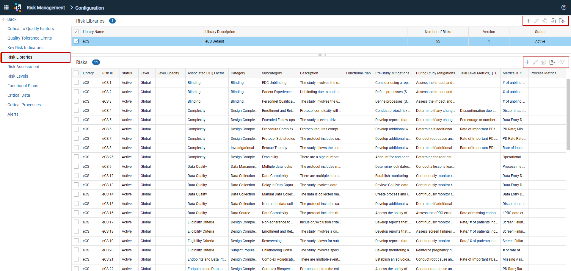 Risk Library Configuration