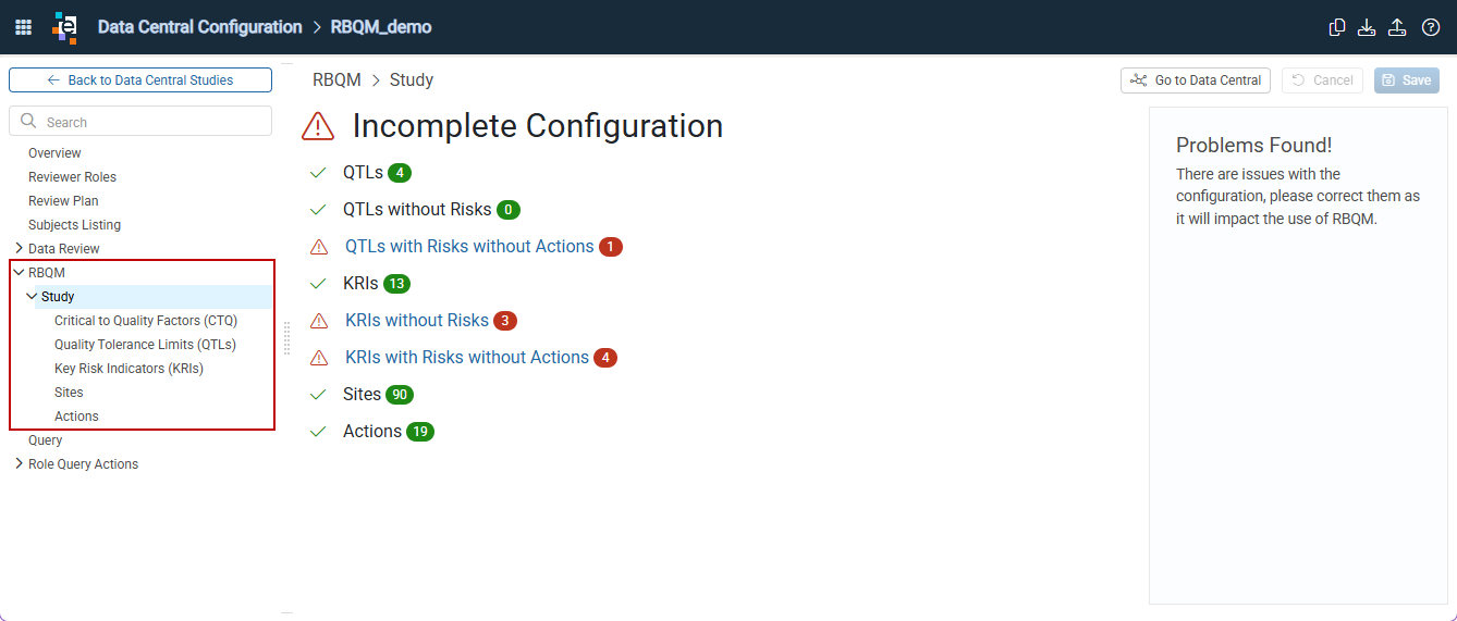 Data Central Configuration