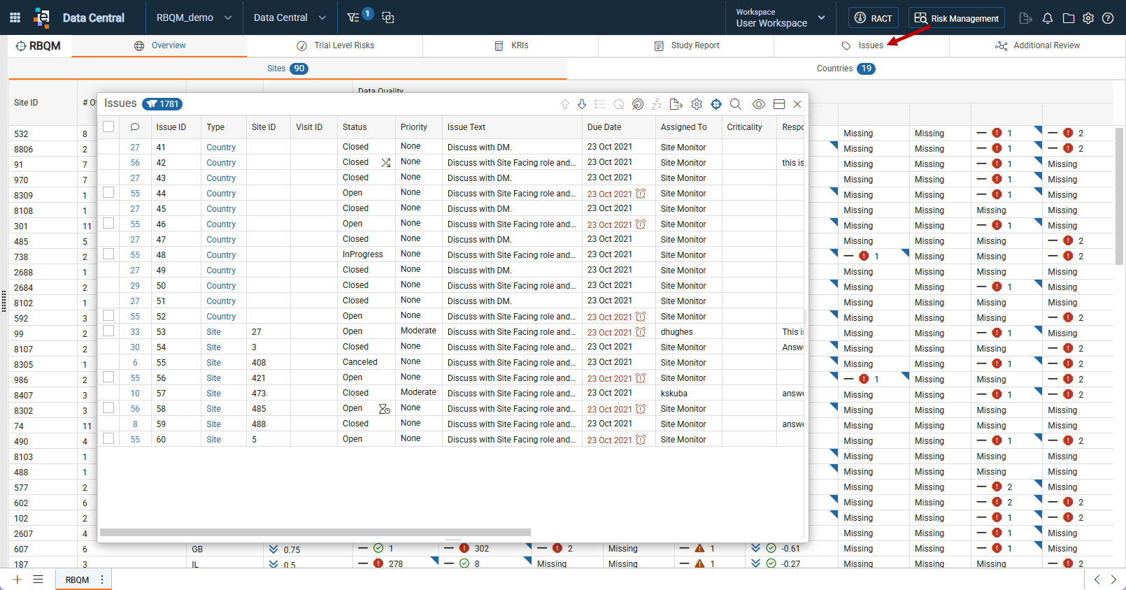Issues Tab