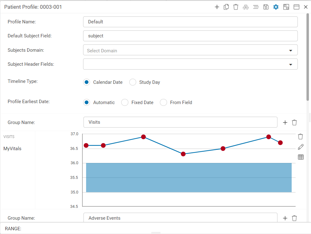 Patient Profile Configuration Toolbar