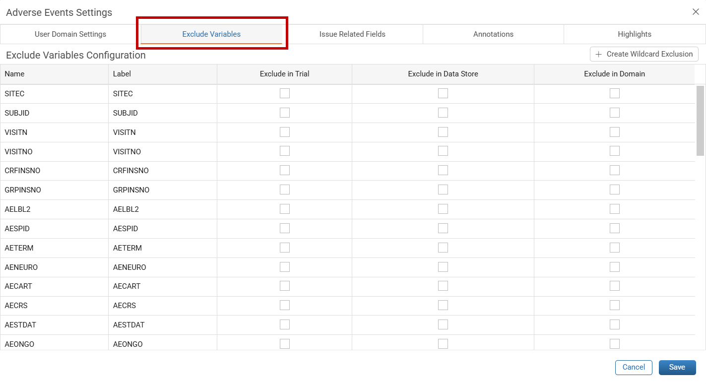 Exclude Variables