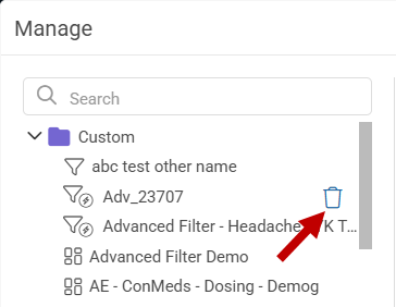 Delete Filter Set or Advanced Filter