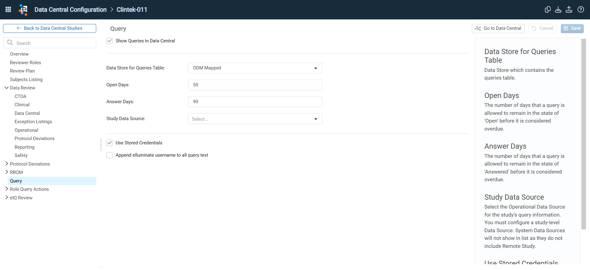 Configure Query Settings
