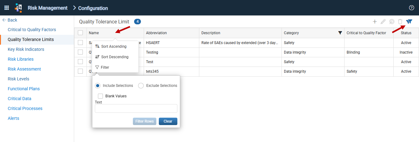 QTL Filters and Sorting