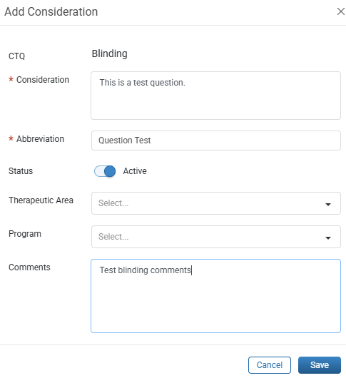 Add Consideration to CTQ