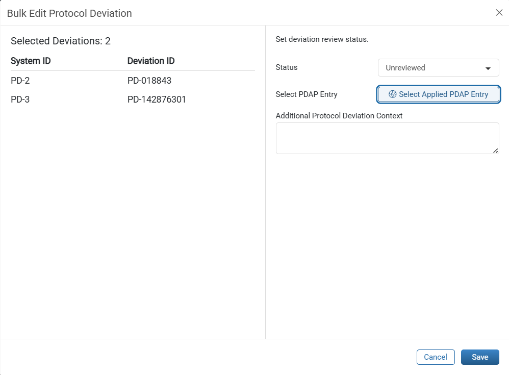 Bulk Edit PD Window