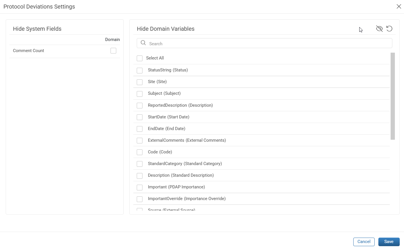 Hide Columns