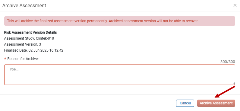 Risk Assessment Version Details