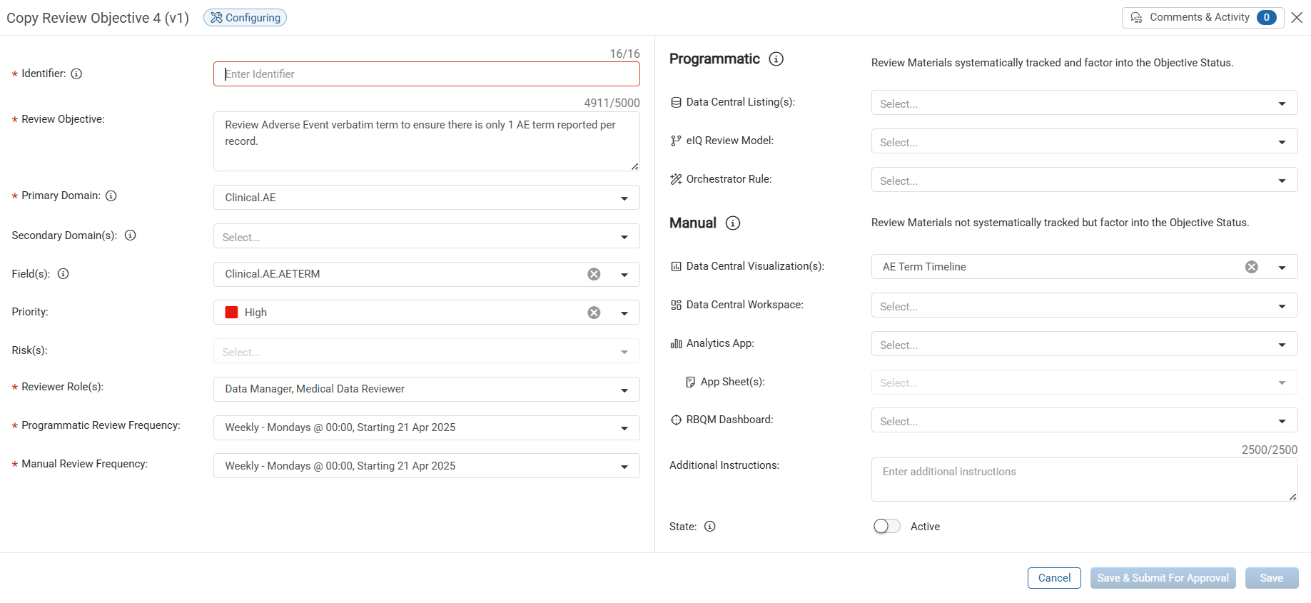 Copy Review Plan Objective
