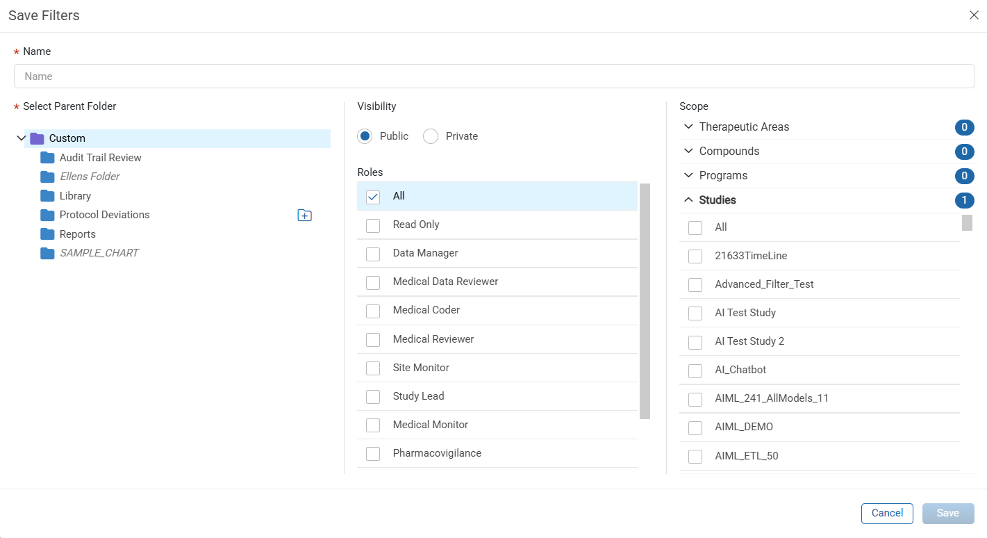 Save Filters Window