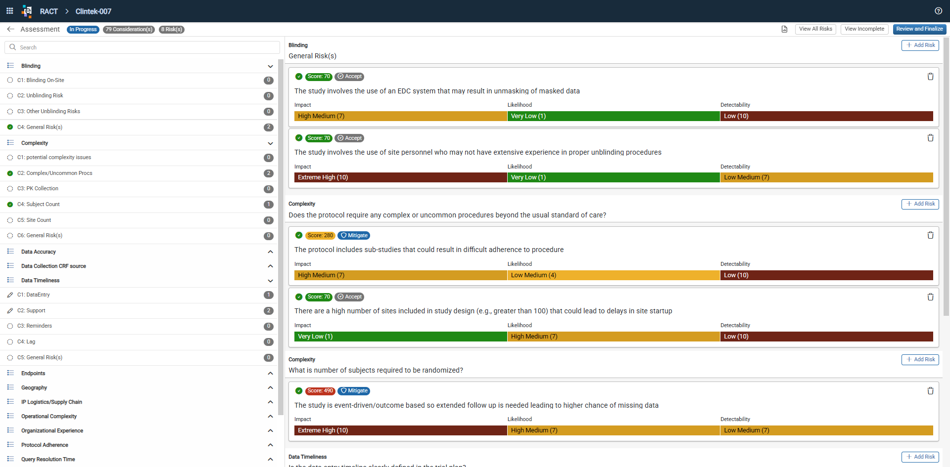 Study Assessment Page