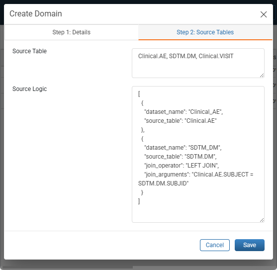 Create Domain Step 2 window