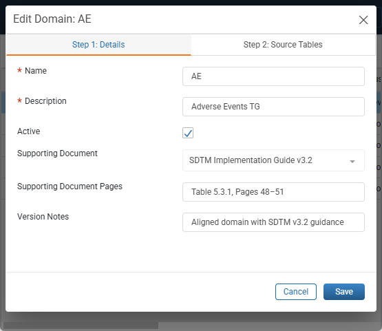 Edit Domain window
