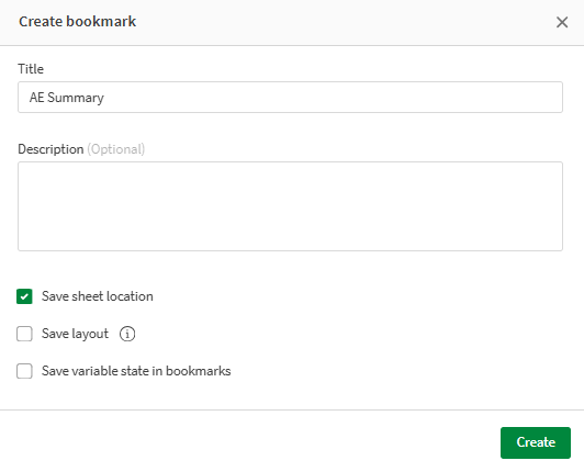 Create bookmark window
