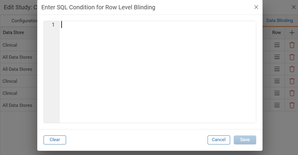 Enter SQL Condition - Row Level Blinding