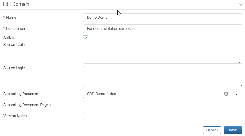 Edit Domain window