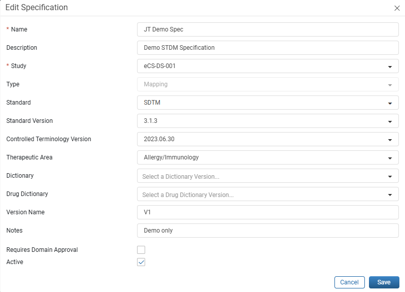 Edit Specification