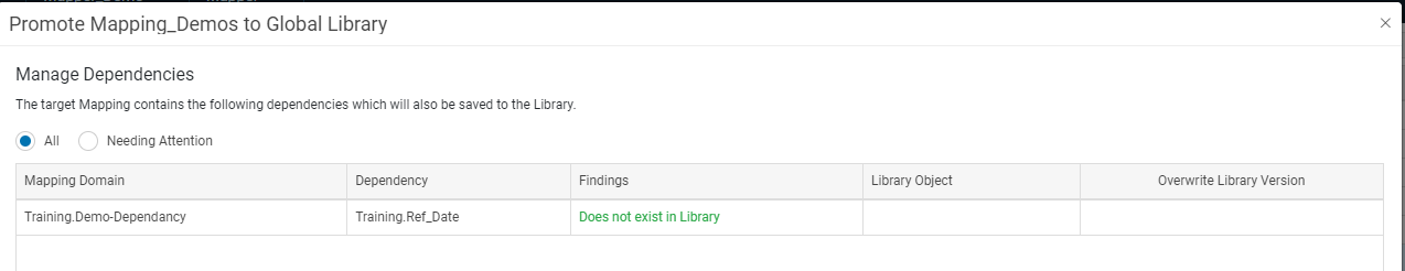 Promote Mapping - Dependencies