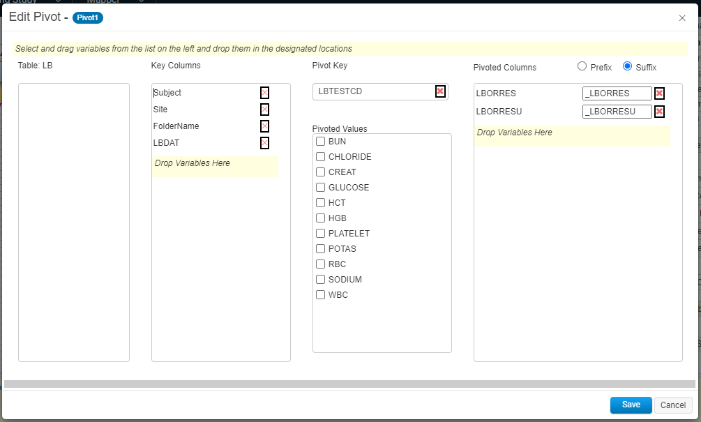 Mapper - Edit Pivot Window
