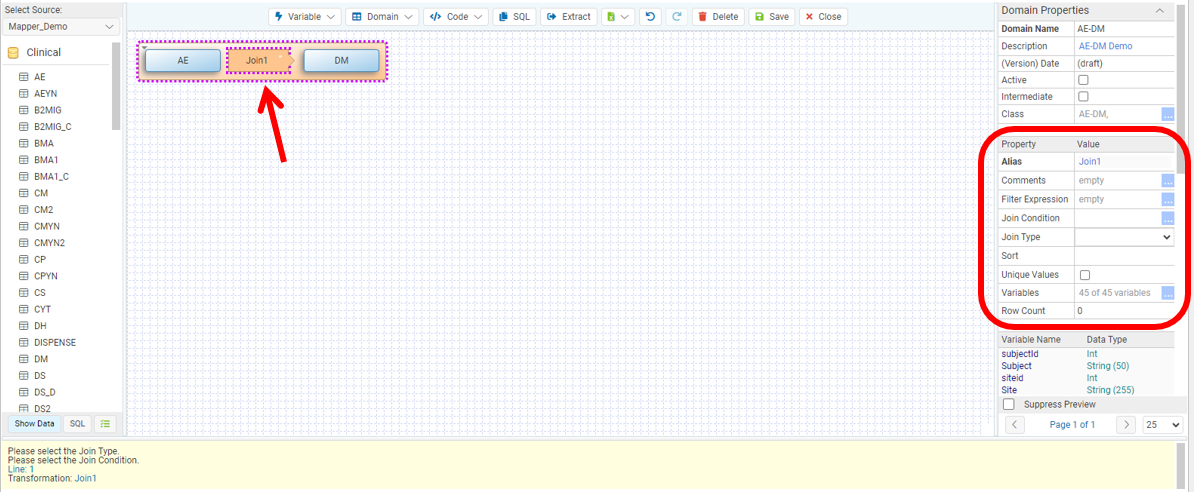 Mapper - Join Type and Condition