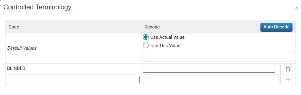 Controlled Terminology blinding mask added automatically