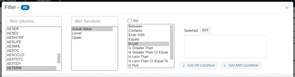 Mapper - In List Operator