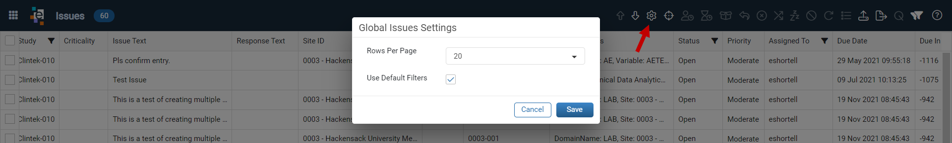 Global Issues Settings